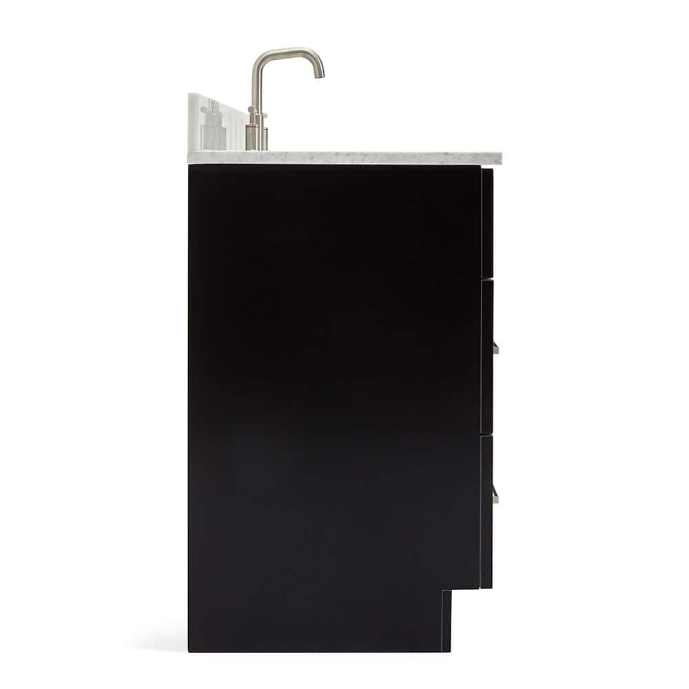 Hamlet Black Freestanding Single Sink Vanity with White Marble Top