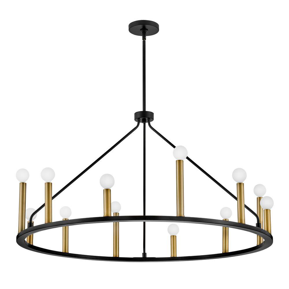 Lazlo Black and Brass 12-Light Candle Chandelier