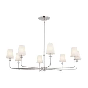 Pallas 42.75 in. 8-Light Polished Nickel Traditional Shaded Circle Chandelier for Dining Room