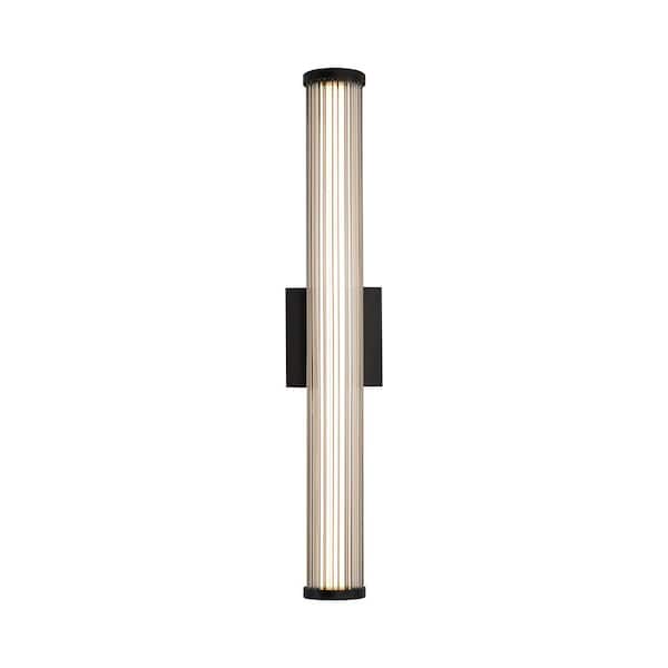 Rodara 17 in. Matte Black Outdoor Hardwired Wall Sconce with LED Bulbs Included