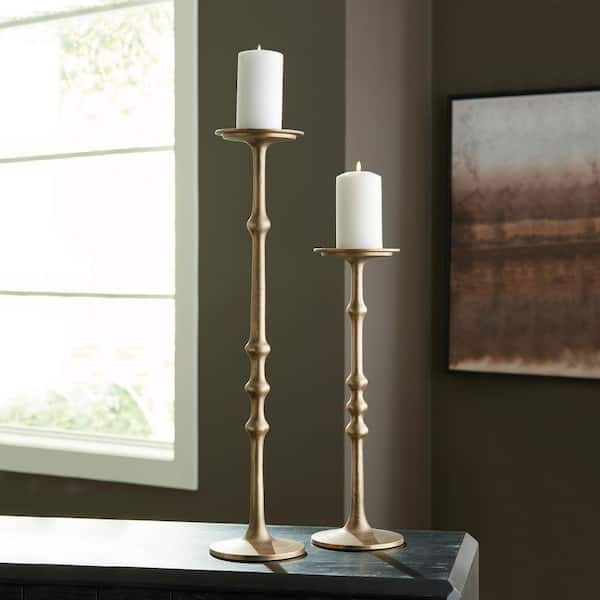 Larwick Gold Metal Pillar Candle Holder 2-Pack