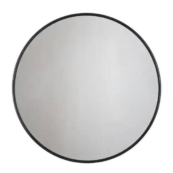 Unbranded 24 in. W x 24 in. H Round Framed Wall Bathroom Vanity Mirror in Black