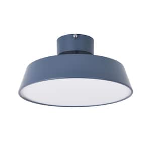 11.81 in. 1-Light Blue LED Semi-Flush Mount with Drum Shade Scandinavian Ceiling Light