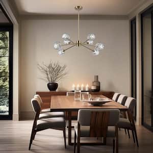Sequoia 8-Light Gold Modern Sputnik Chandelier with Clear Glass Shades