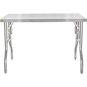 Silver Stainless Steel Table 48 x 30 in. Heavy-duty Folding Table with 220 lb. Load Kitchen Utility Table for Restaurant
