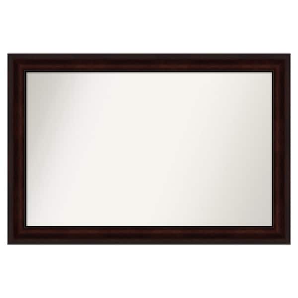 Amanti Art Coffee Bean Brown 43.25 in. x 29.25 in. Custom Non-Beveled Satin Recycled Polystyrene Framed Vanity Wall Mirror