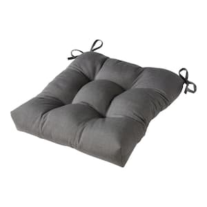 Solid Coal Sunbrella Fabric Square Tufted Outdoor Seat Cushion
