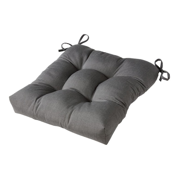 Greendale Home Fashions Solid Coal Sunbrella Fabric Square Tufted Outdoor Seat Cushion
