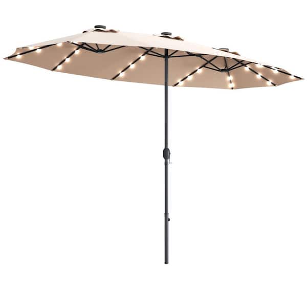 Casainc 15 Ft Market Led Crank Solar, Solar Powered Lights For Patio Umbrella