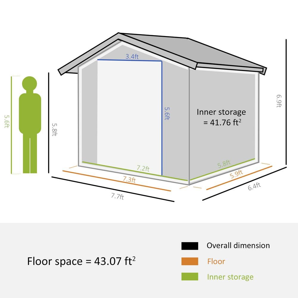 Outsunny Brown Metal Storage Shed with Windows and Sliding Doors