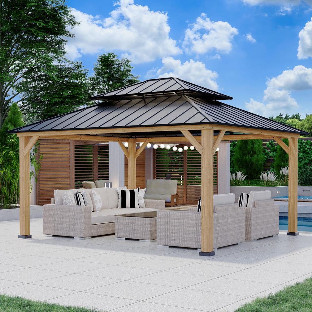 COOS BAY 13 ft. x 15 ft. Outdoor Patio Solid Cedar Wood Hardtop