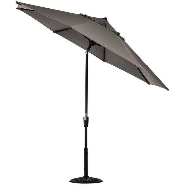 Home Decorators Collection 9 ft. Auto Tilt Patio Umbrella in Graphite Sunbrella-DISCONTINUED