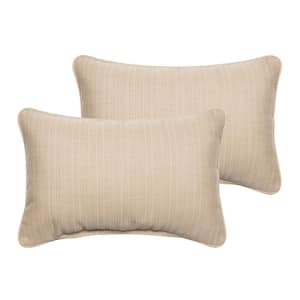 Sunbrella Textured Beige Rectangular Outdoor Corded Lumbar Pillows (2-Pack)