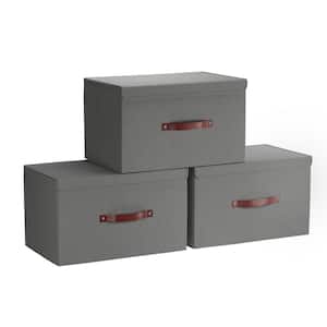 Large 17 42 Quarts Collapsible Stackable Storage Bins With Lids [3-Pack]  Foldable Fabric Linen Storage Boxes Cube, Closet Organizer Baskets With  Label For Home (16.7 X 12 X 12, Gray)
