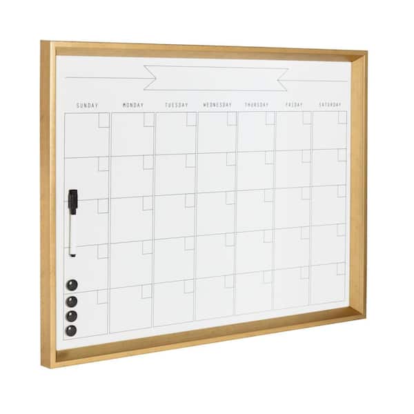 DesignOvation Calter Framed Magnetic Dry Erase Monthly Calendar Gold