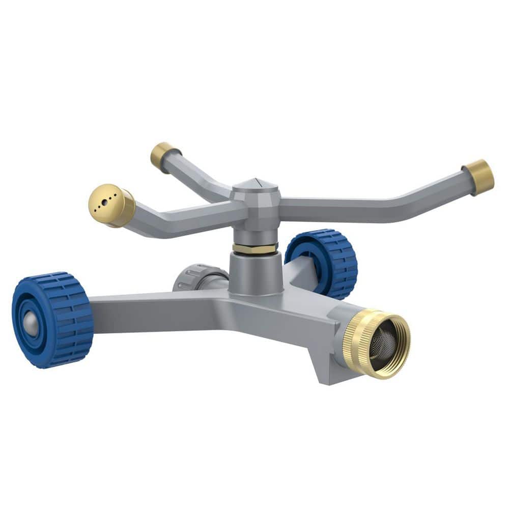 3-Arm Metal Rotary Lawn Sprinkler with Wheel Base, 360-Degree Hose-End Watering for Yard and Garden price history on PriceWatchPro