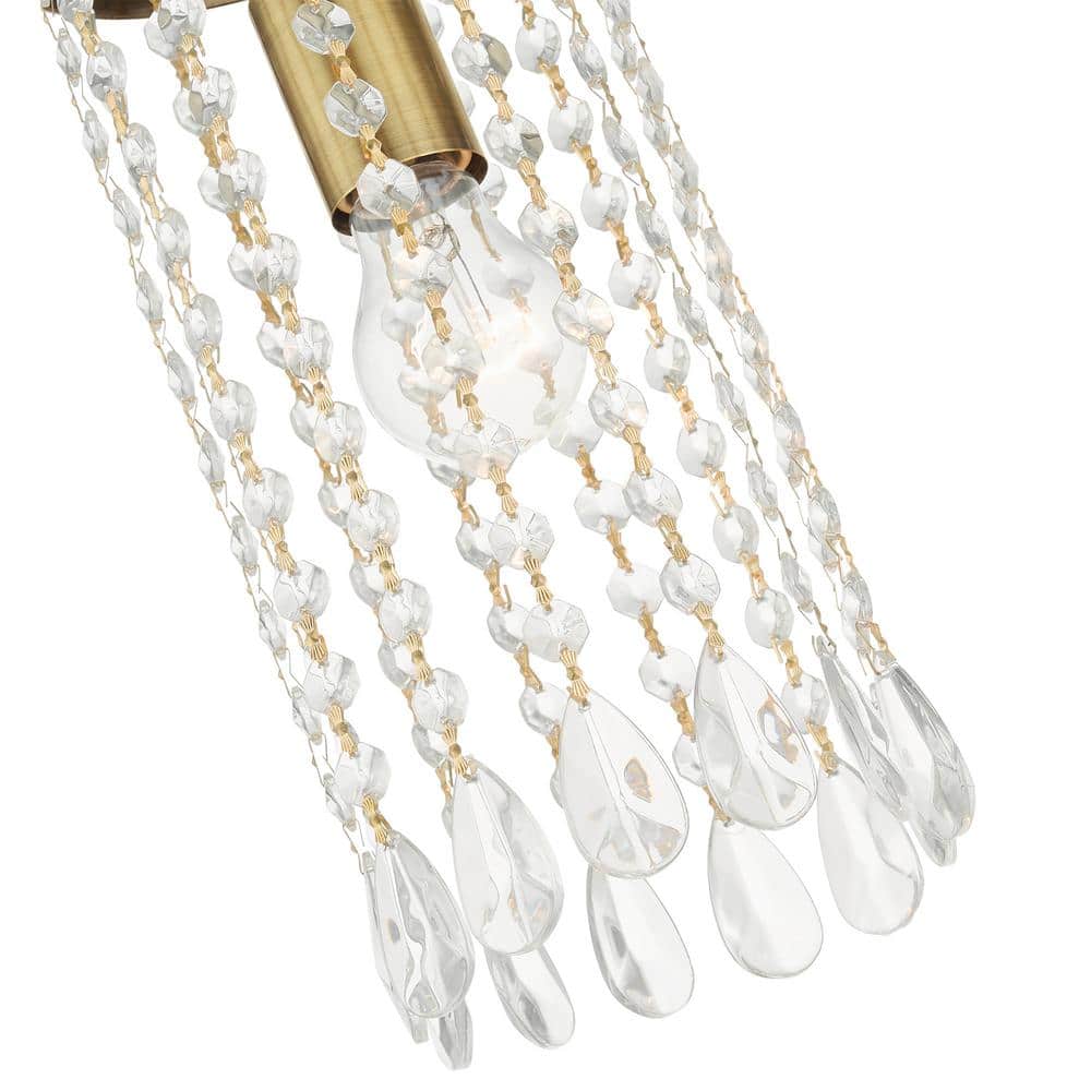 Antique Brass Mini Pendant with Crystal Frills