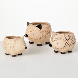4.5", 4", and 3.5" Kitschy Hedgehog Ceramic Planter (Set of 3)