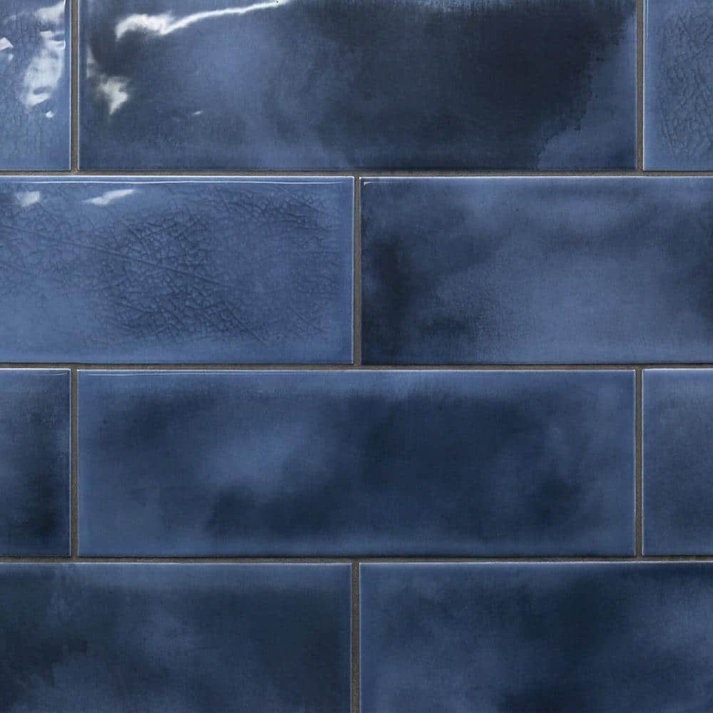 Turbine Camp 4" x 12" Blue Glossy Ceramic Subway Tile