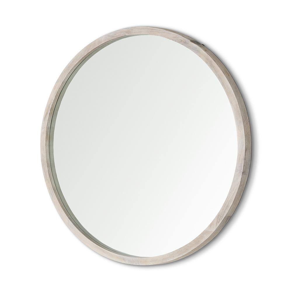 Gambit 1 in. W x 46 in. H Round White Wash Wood Frame Wall Mirror price history on PriceWatchPro