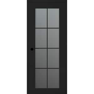 Vona 24 in. x 80 in. Right-Hand 8-Lite Frosted Glass Black Matte Composite DIY-Friendly Single Prehung Interior Door