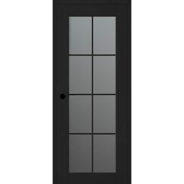 Belldinni Vona 32 in. x 96 in. Right-Hand 8-Lite Frosted Glass Black Matte Composite DIY-Friendly Single Prehung Interior Door