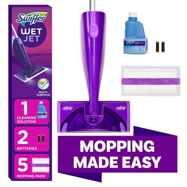 WetJet Spray Mop Starter Kit (1-WetJet, 5-Pads, Cleaning Solution and Batteries, 3 Pack)
