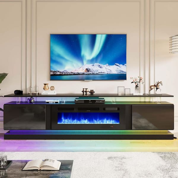 Sizzim 70 in. Freestanding Electric Fireplace TV Stand with