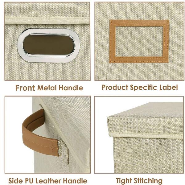 Unbranded - 40 qt. Fabric Collapsible Storage Bin with Lid Beige (2-Pack)