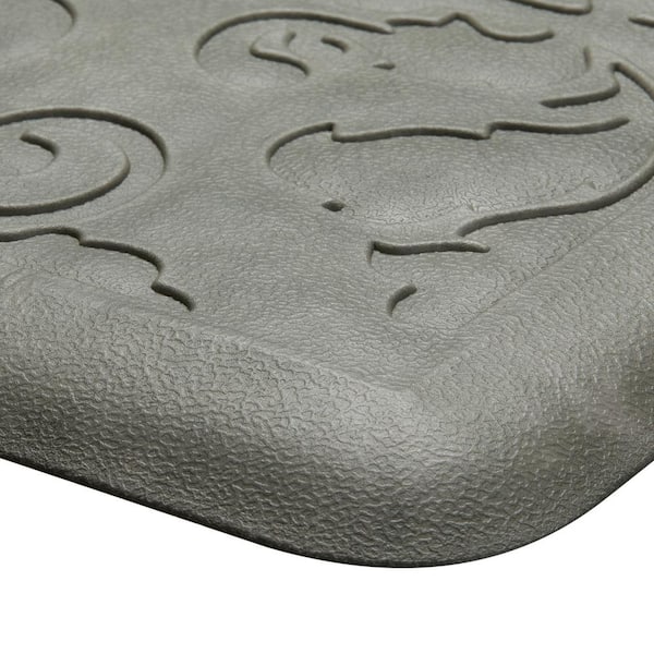 Marni Gray 17.5 in. x 32 in. Floral Synthetic Kitchen Mat