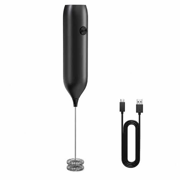 Stainless Steel Milk Frother Handheld Coffee Mixer Easy Clean for Lattes Cappuccino Hot Chocolate, Black