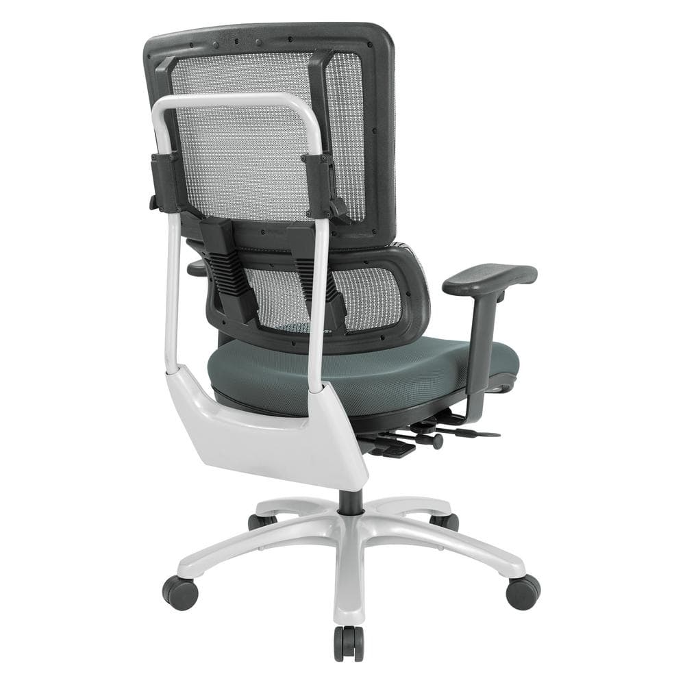 Silver Executive Mesh-Back Swivel Office Chair with Adjustable Arms