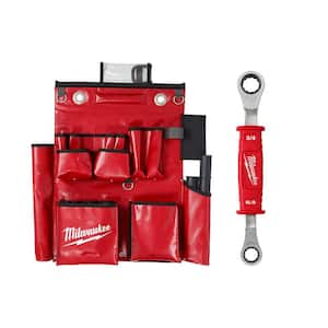 Lineman's Compact Aerial Tool Apron with Lineman's 2-In-1 Insulated Ratcheting Box Wrench