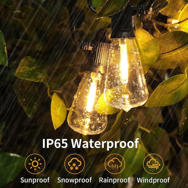 趣味 Lightning outdoor ZXXC 27-Light 50 ft. Indoor/Outdoor Plug-In LED Edison String