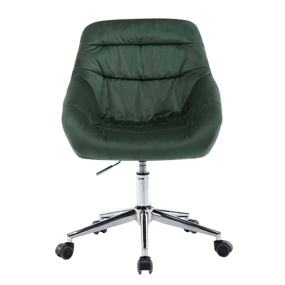 Reclining Green Velvet Upholstered Swivel Office Chair Task Chair with Adju