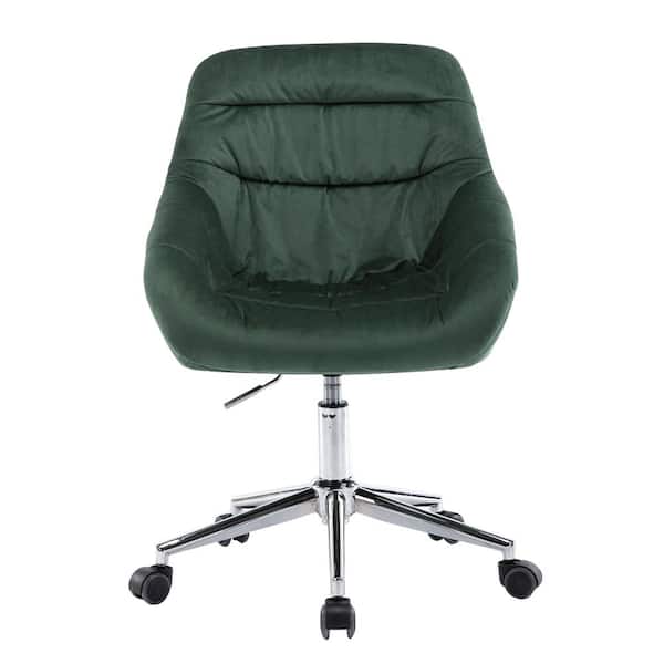 Unbranded Reclining Green Velvet Upholstered Swivel Office Chair Task Chair with Adjustable Height