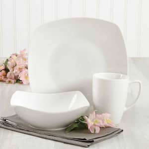 Zen Buffetware 12-Piece Contemporary White Ceramic Dinnerware Set (Service for 4)