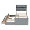 Harper & Bright Designs Gray Wood Frame Twin Size Platform Bed with Storage Headboard, Outlets, Twin Size Trundle and 3 Storage Drawers LHC190AAE-T