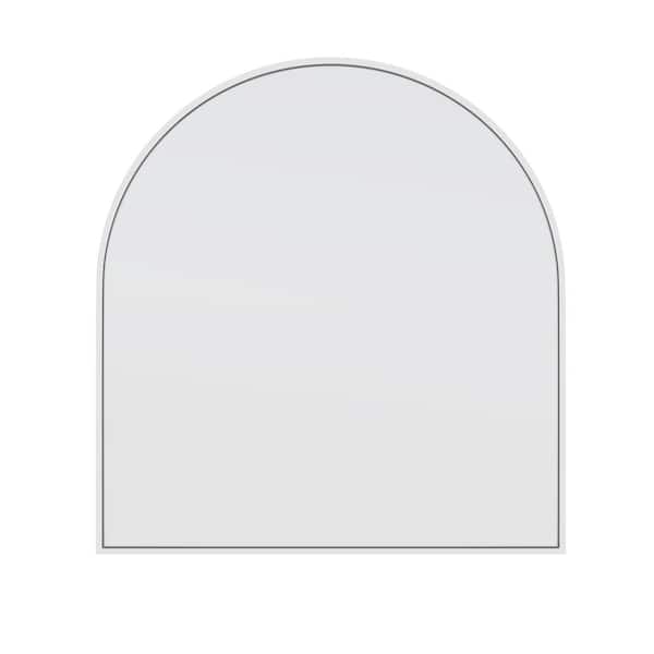 30 in. W x 32 in. H Framed Arched Anti-Fog Bathroom Vanity Mirror in White
