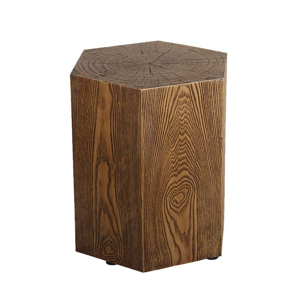 MM MODERN MUSE Hexagonal Accent End Cooler Table TerraFab for Outdoor Patio Garden Indoor Home, wooden
