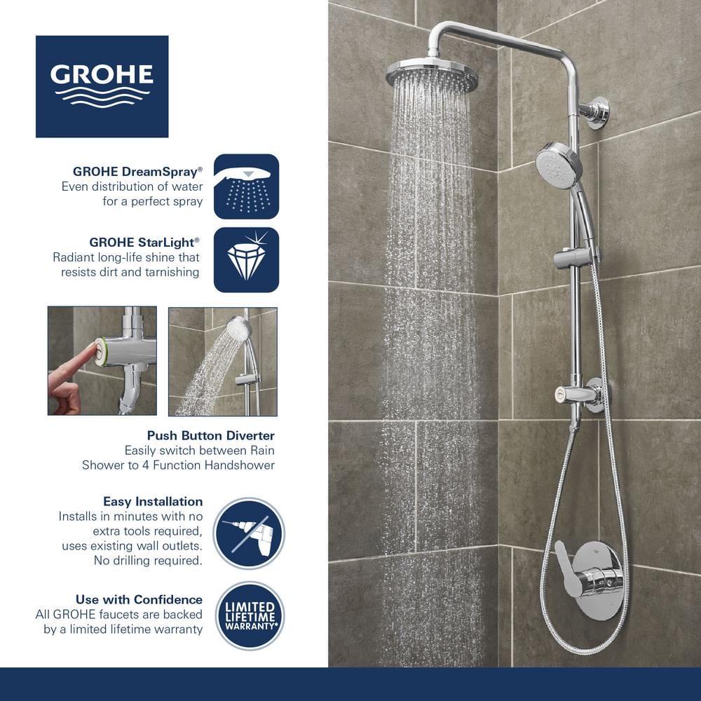 Chrome Dual Shower Head with Handheld and Adjustable Rail