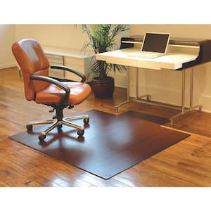 Standard 5 mm Dark Brown Mahogany 55 in. x 57 in. Bamboo Roll-Up Office Chair Mat with Lip
