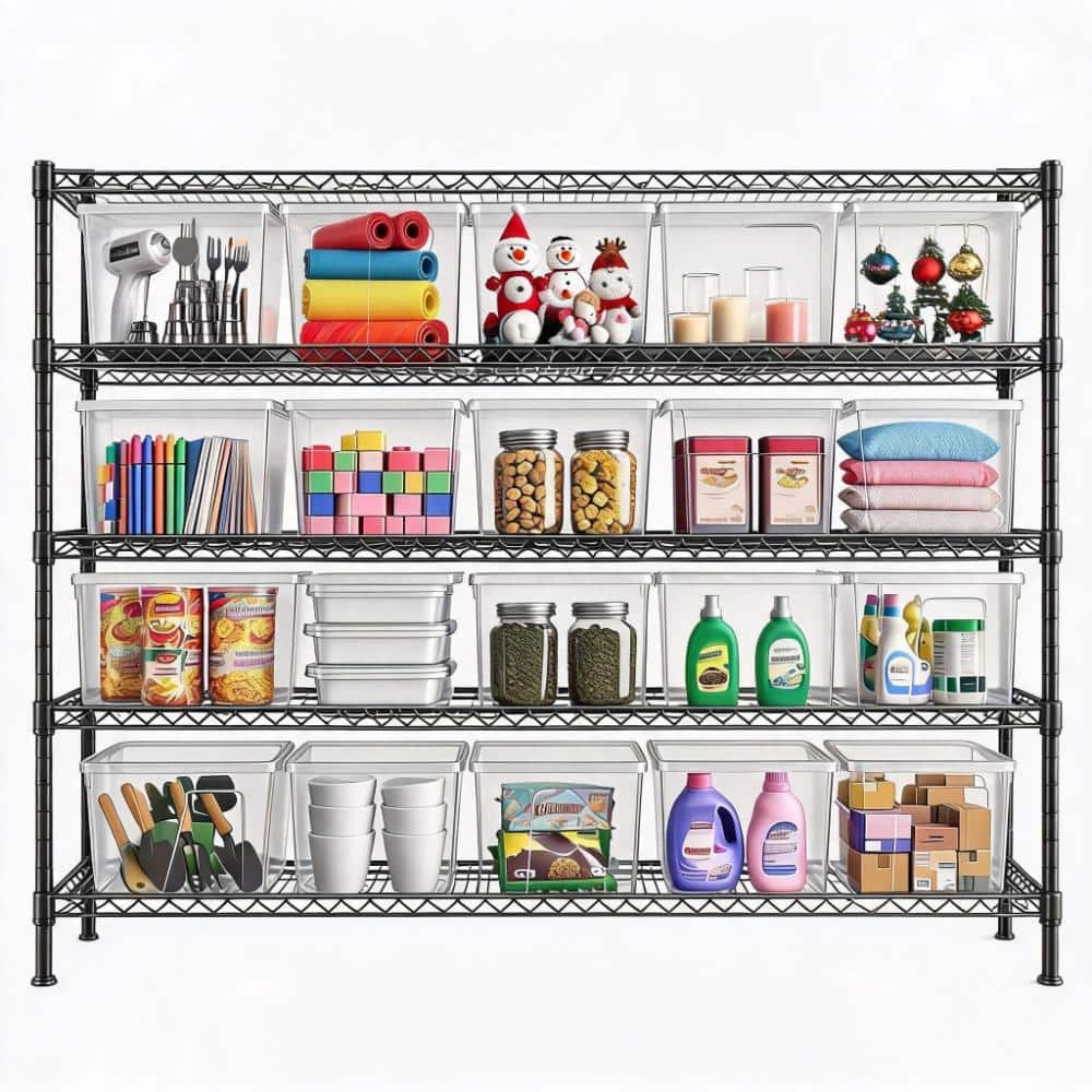 Heavy Duty 5-Tier Standing Storage Shelf - Adjustable Metal Wire Rack, Rust-Resistant, 3200 lbs Load Ideal for Garage price history on PriceWatchPro
