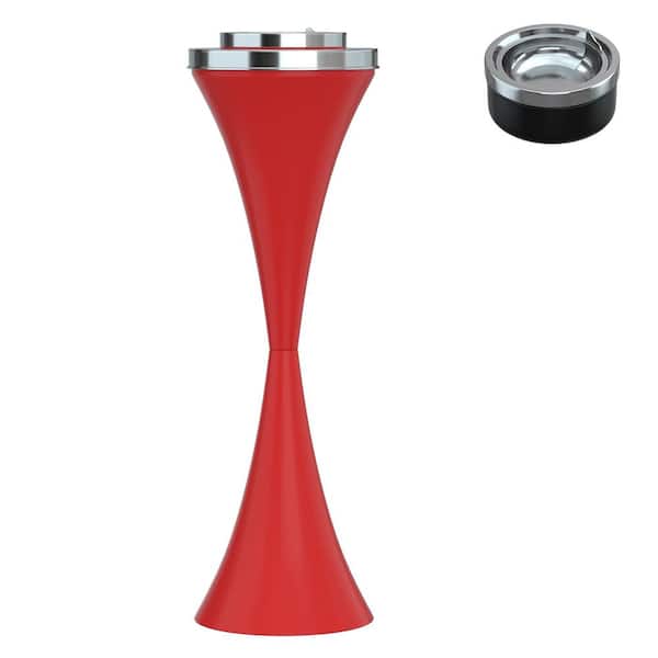 23.6 in. H Stainless Steel Floor Standing Ashtray, Outdoor Self-Cleaning Detachable Cigar Container, Red