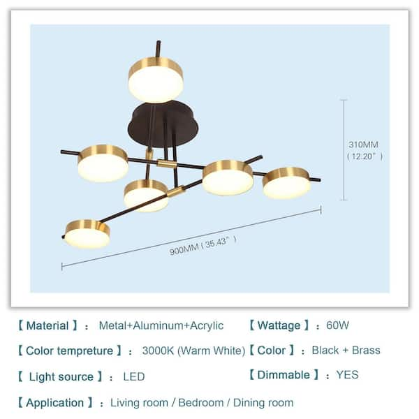 Semi Flush Mount Ceiling Light Fixture, 3-Light Dimmable LED Close to  Ceiling Light Modern Ceiling Lamp for Living Room Dinning Room Kitchen  Island