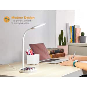 13 in. White Qi Wireless Charging LED Desk Lamp