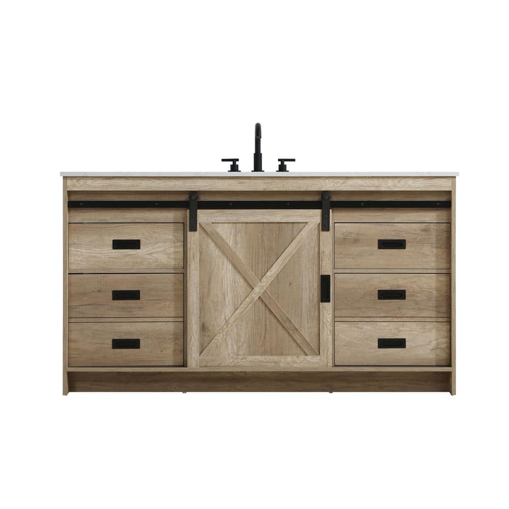 60 in. Single Sink Natural Oak Bath Vanity with White Engineered Marble Top price history on PriceWatchPro