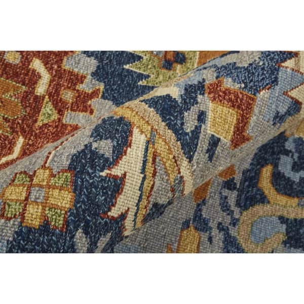 2 ft. x 3 ft. Blue, Gray, Red Floral Area Rug