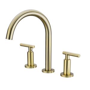 Widespread 2-Handle High Arc Bathroom Faucet in Brushed Gold