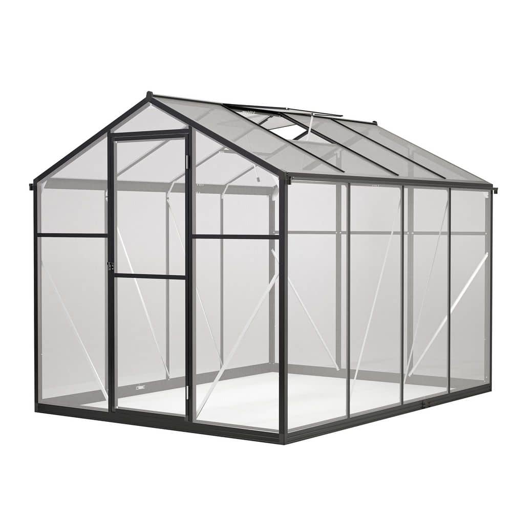 Black 74.65 in. W x 100.12 in. D x 80.43 in. H Polycarbonate Walk-in Greenhouse with Quick Setup Structure and Roof Vent price history on PriceWatchPro